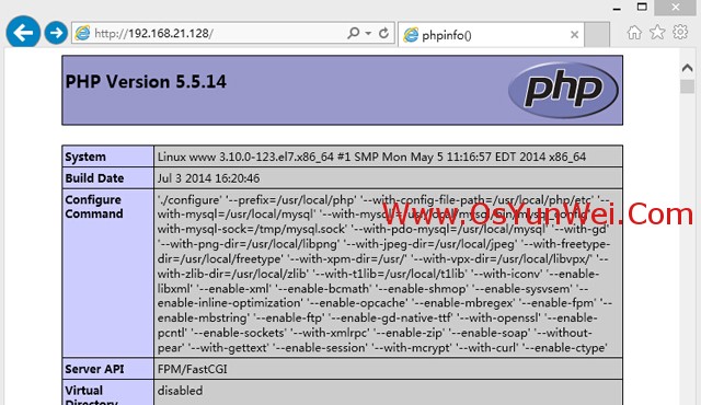 RHEL 7.0 編譯安裝Nginx1.6.0+MySQL5.6.19+PHP5.5.14運行環境