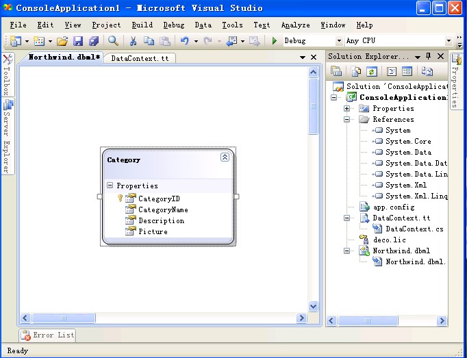 Linq to SQL T4 代碼生成器 （二）訪問設(shè)計(jì)器中的 Table 對象